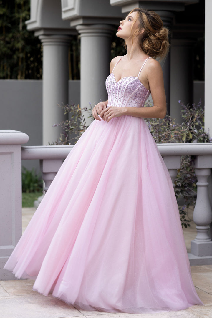 Heat Stone Sleeveless A-line Gown by Lenovia 8503