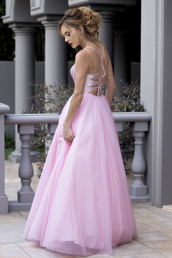 Heat Stone Sleeveless A-line Gown by Lenovia 8503