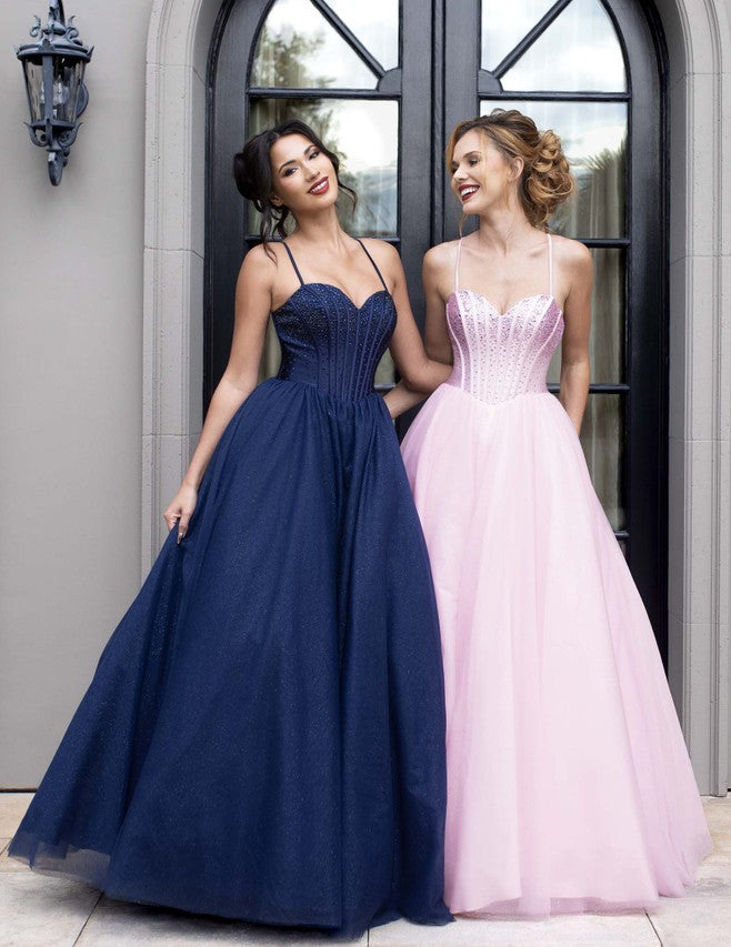 Heat Stone Sleeveless A-line Gown by Lenovia 8503