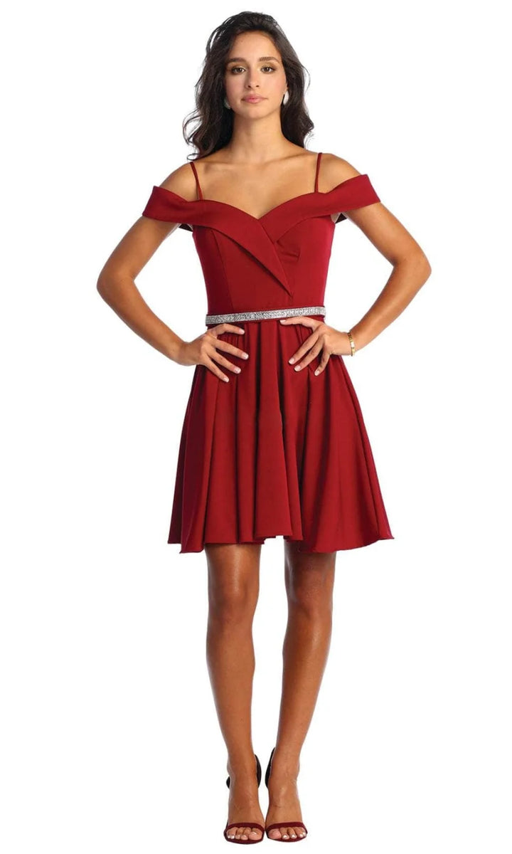 Short Cold Shoulder A-line Dress by May Queen MQ1916