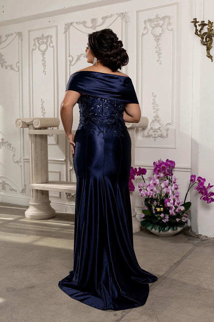 Fitted Off Shoulder Gown by May Queen MQ2174
