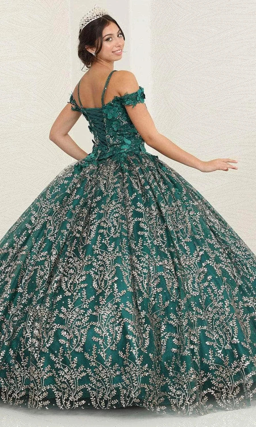 Cold Shoulder Cape Ball Gown by May Queen LK204