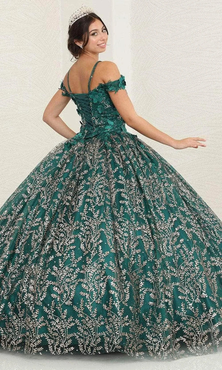 Cold Shoulder Cape Ball Gown by May Queen LK204