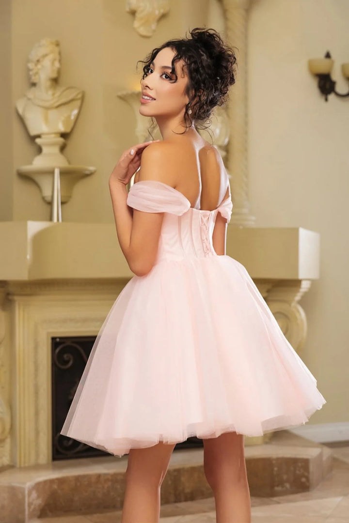 Short Off Shoulder A-line Dress by May Queen MQ2159
