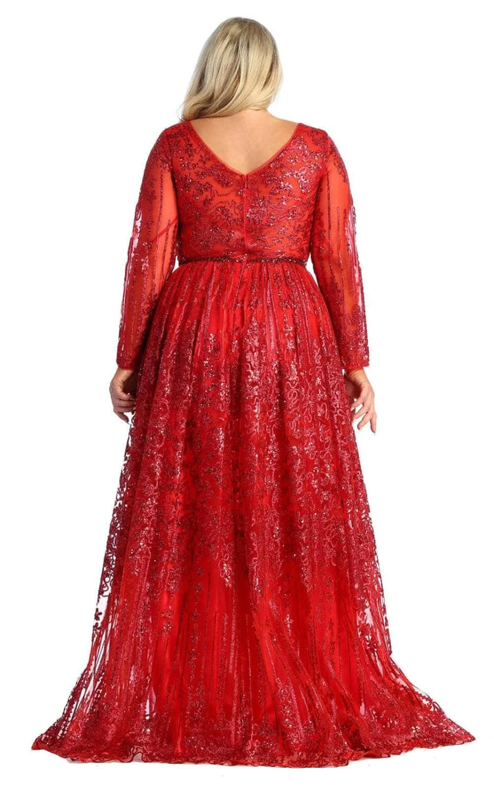 Glitter Long Sleeve A-line Gown by May Queen RQ7920