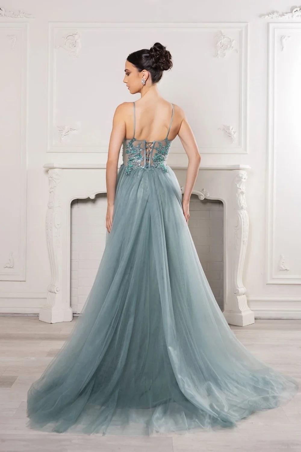 Applique V-Neck A-line Gown by May Queen MQ2167