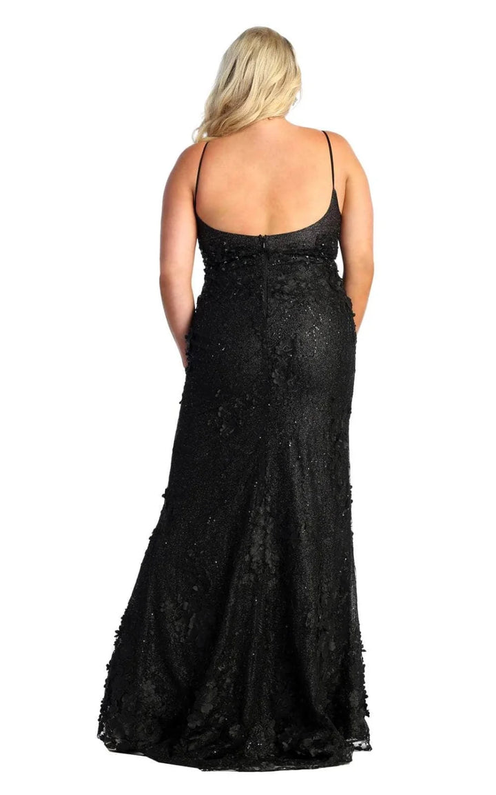 3D Floral Fitted V-Neck Gown by May Queen RQ7932