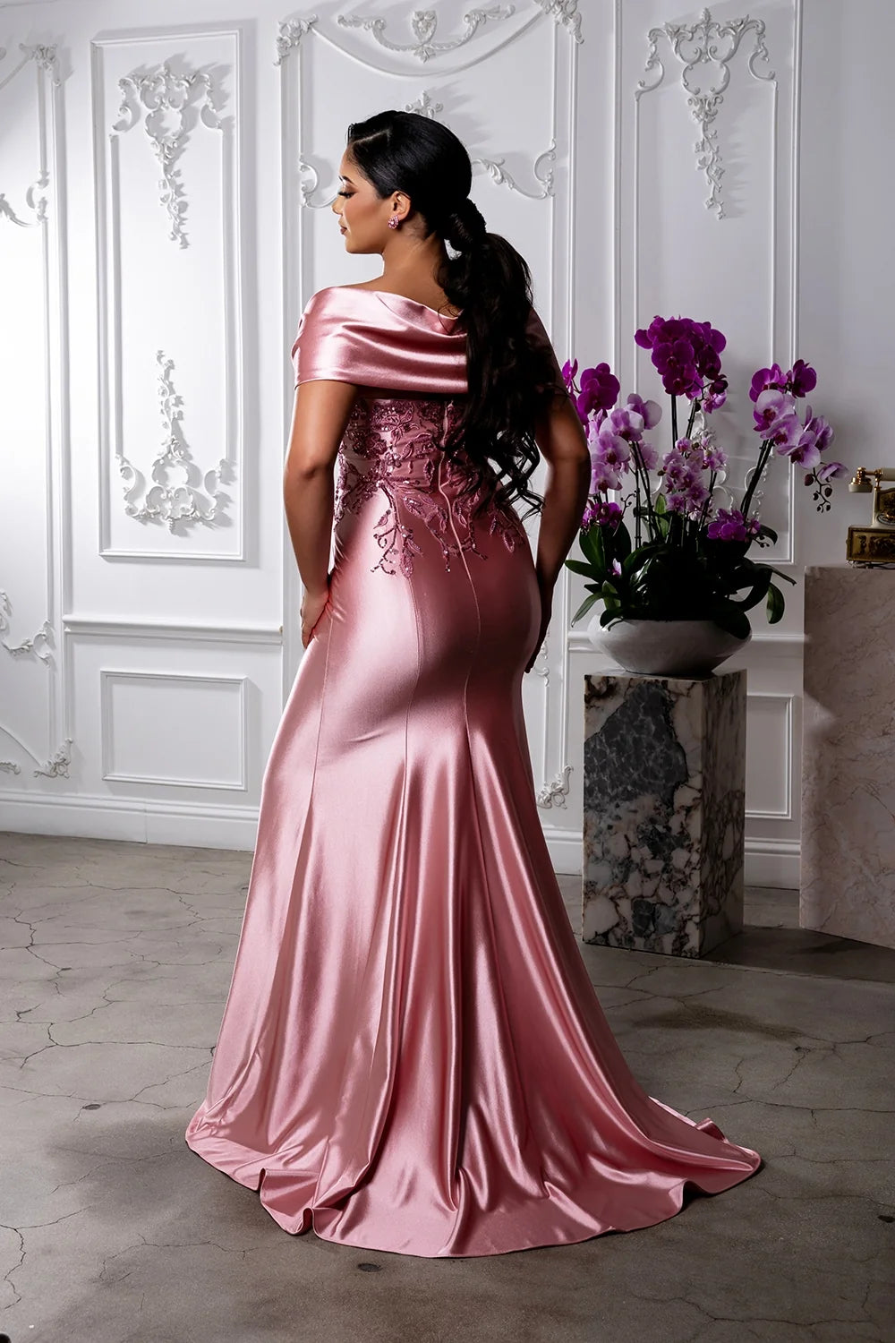 Fitted Off Shoulder Gown by May Queen MQ2174