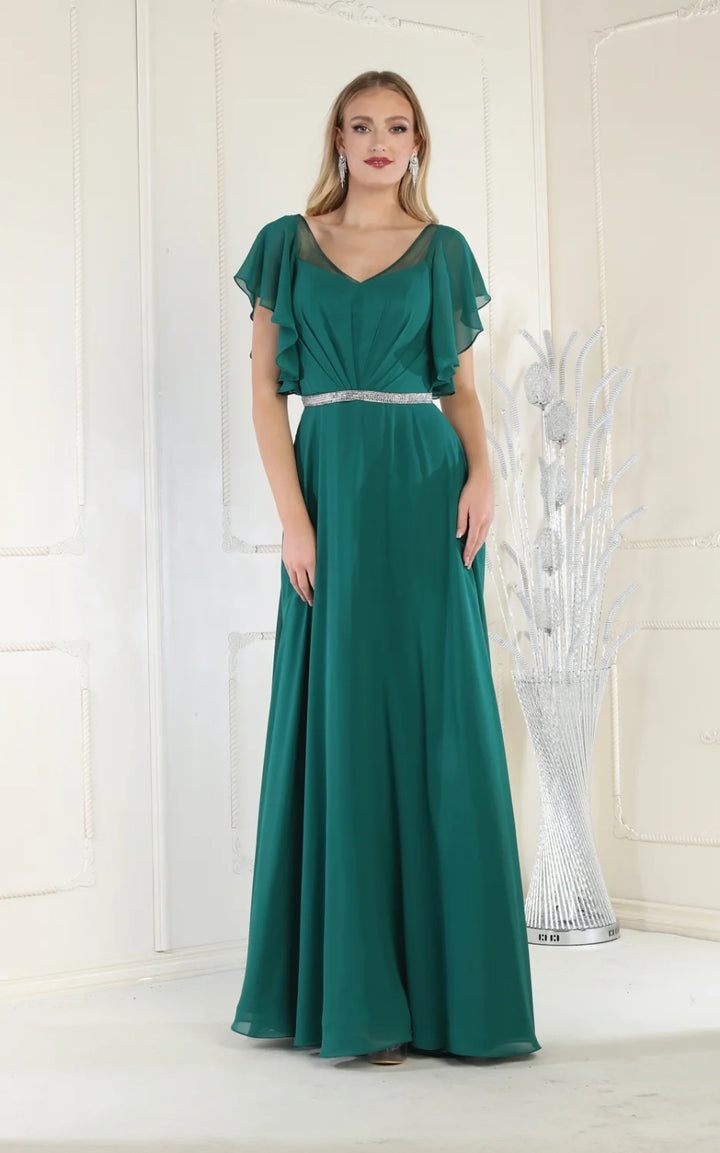 Short Flutter Sleeve A-line Gown by May Queen MQ1972