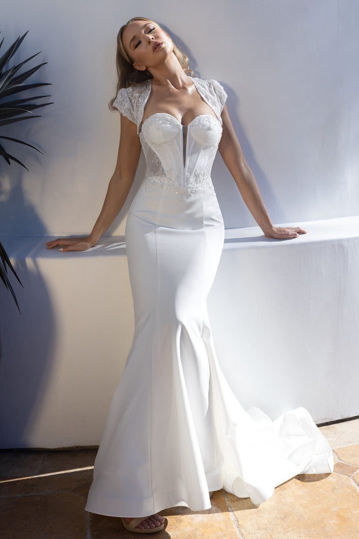 2-Piece Strapless Jacket Gown by Lenovia 8508