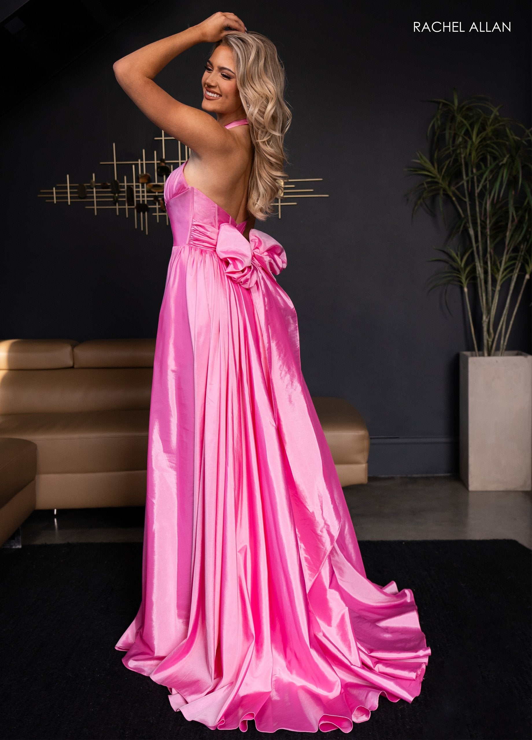 Taffeta Halter A-line Slit Gown by Rachel Allan 70689 – ABC