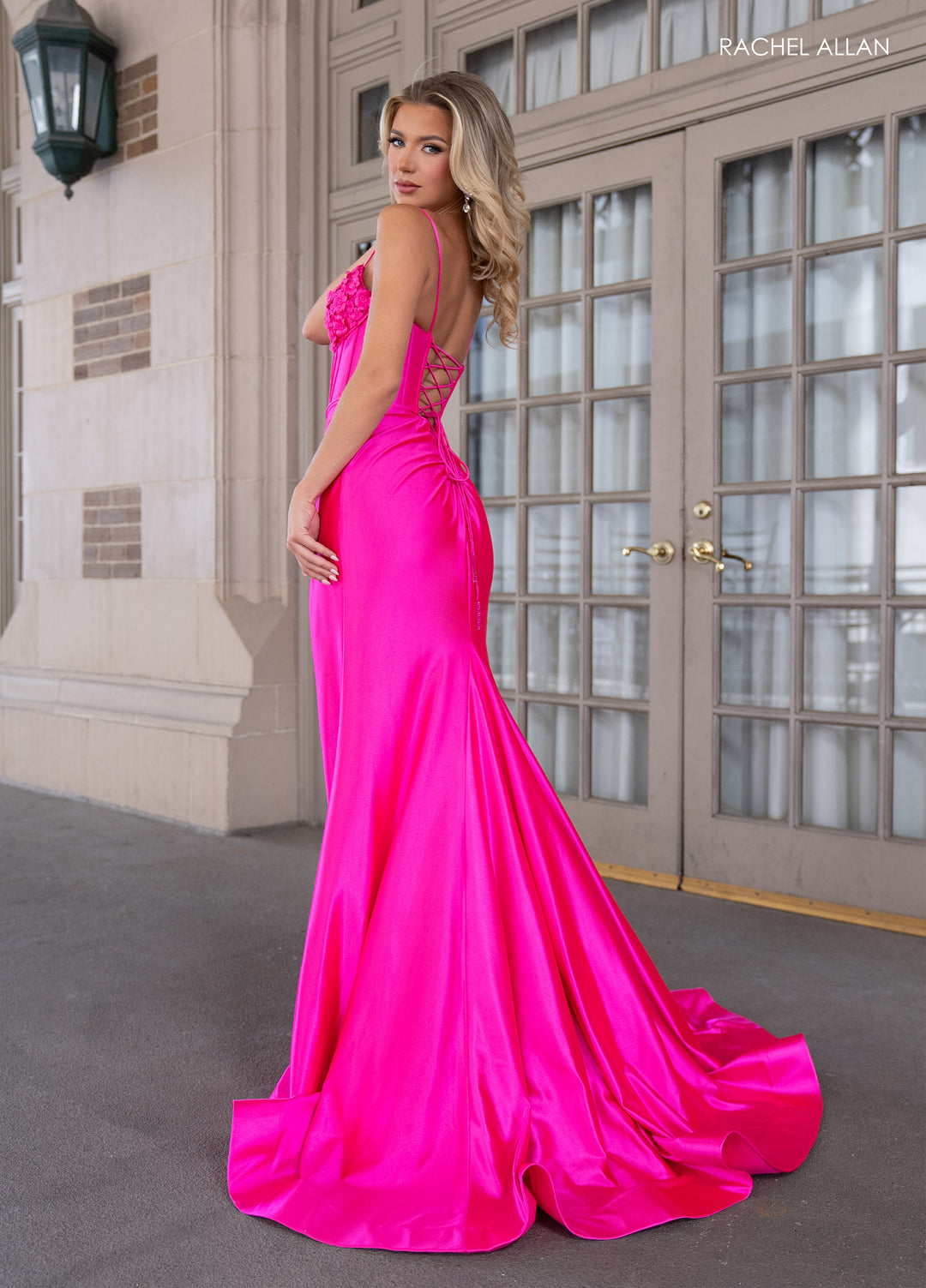 3D Floral Sleeveless Slit Gown by Rachel Allan 70702