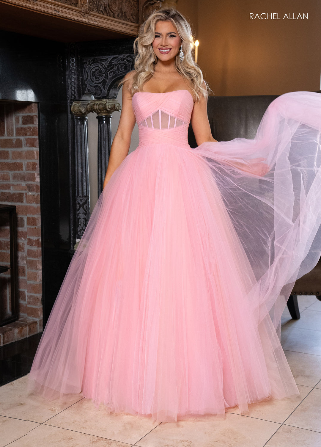 Tulle Strapless A-line Gown by Rachel Allan 70761