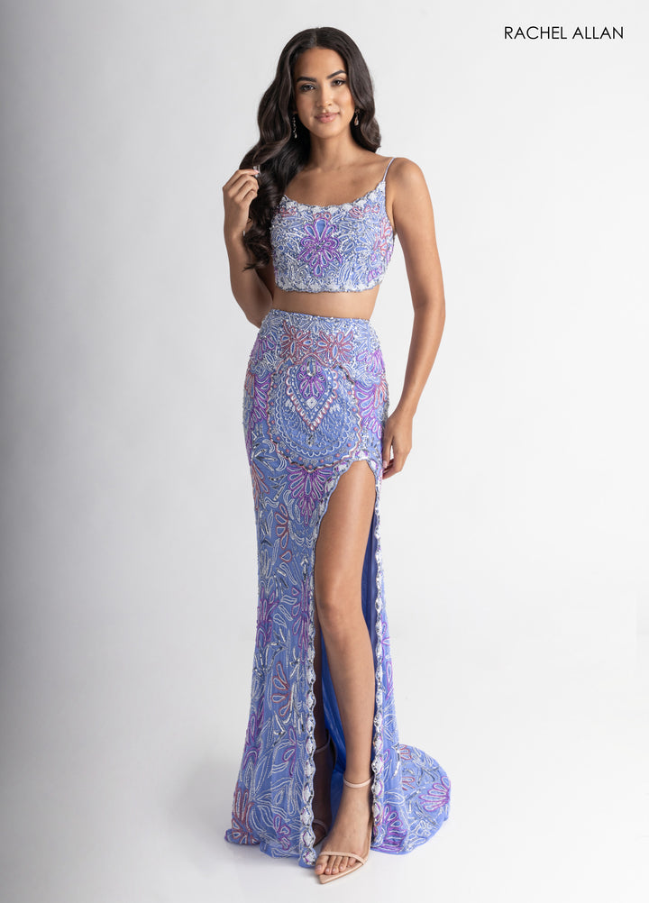 2-Piece Sleeveless Slit Gown by Rachel Allan 70794