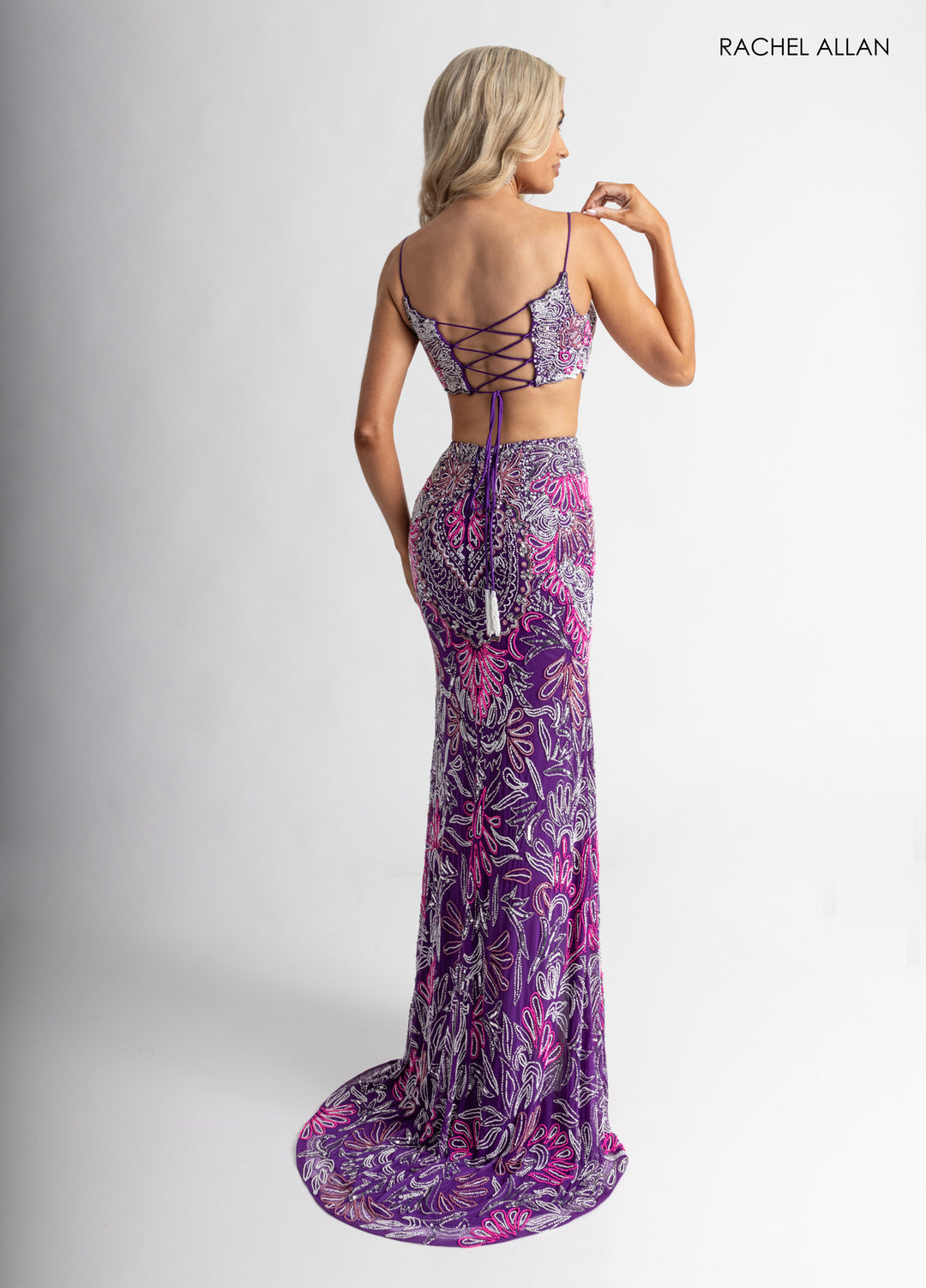2-Piece Sleeveless Slit Gown by Rachel Allan 70794