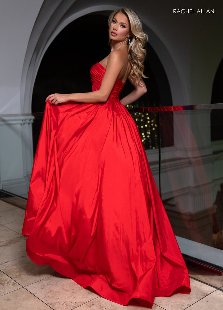 Taffeta Strapless A-line Slit Gown by Rachel Allan 70809