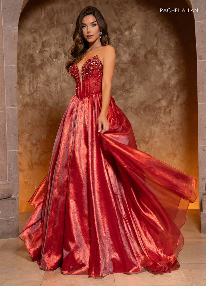 Organza Strapless A-line Gown by Rachel Allan 70812