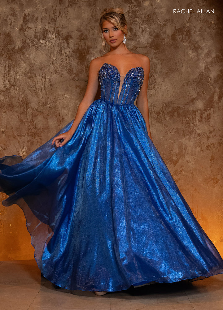 Organza Strapless A-line Gown by Rachel Allan 70812