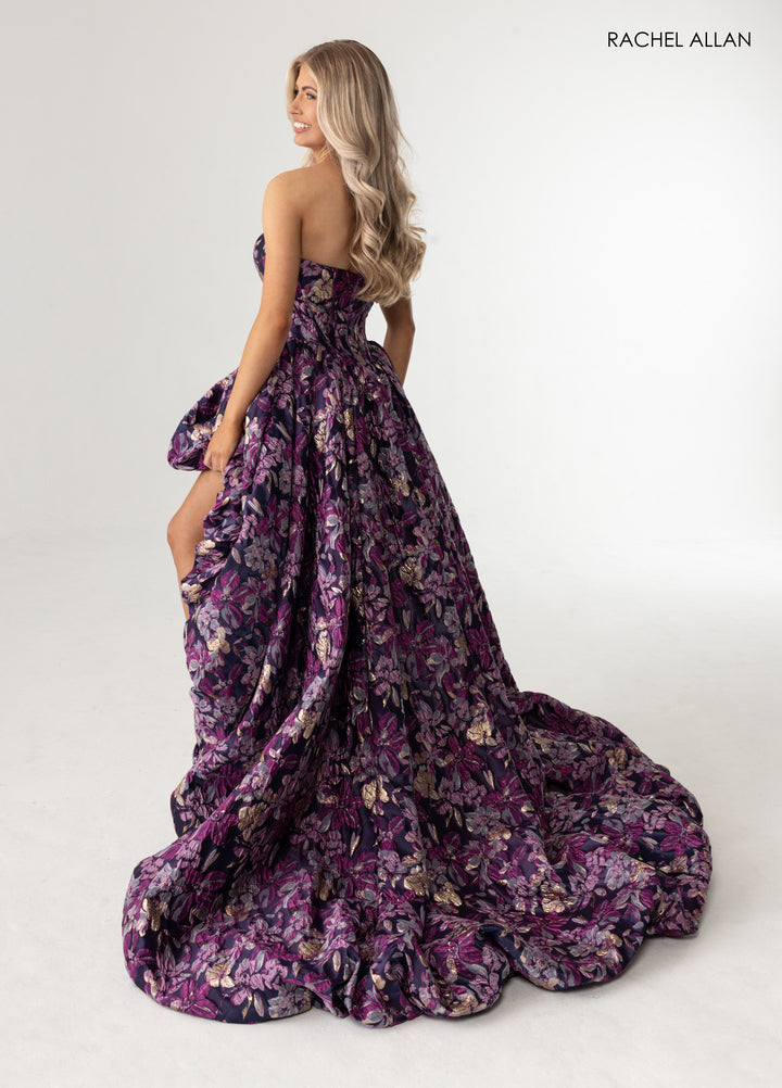 Jacquard Print High Low Gown by Rachel Allan 70928