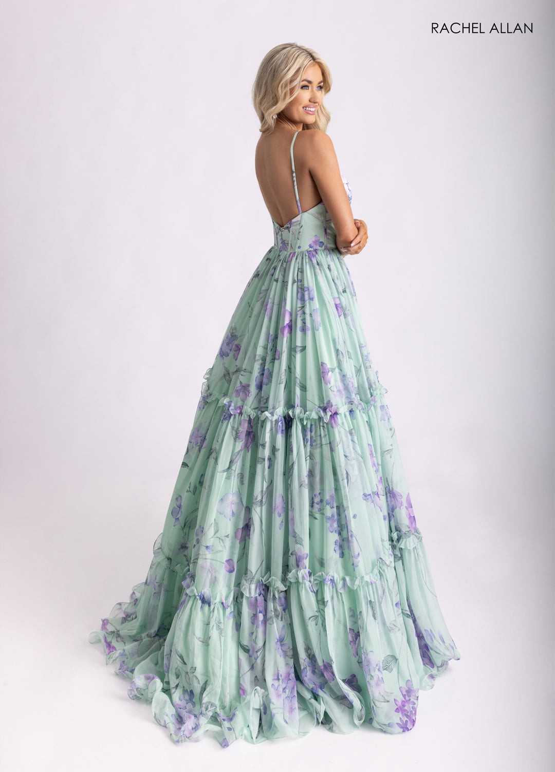 Print Sleeveless A-line Gown by Rachel Allan 70935