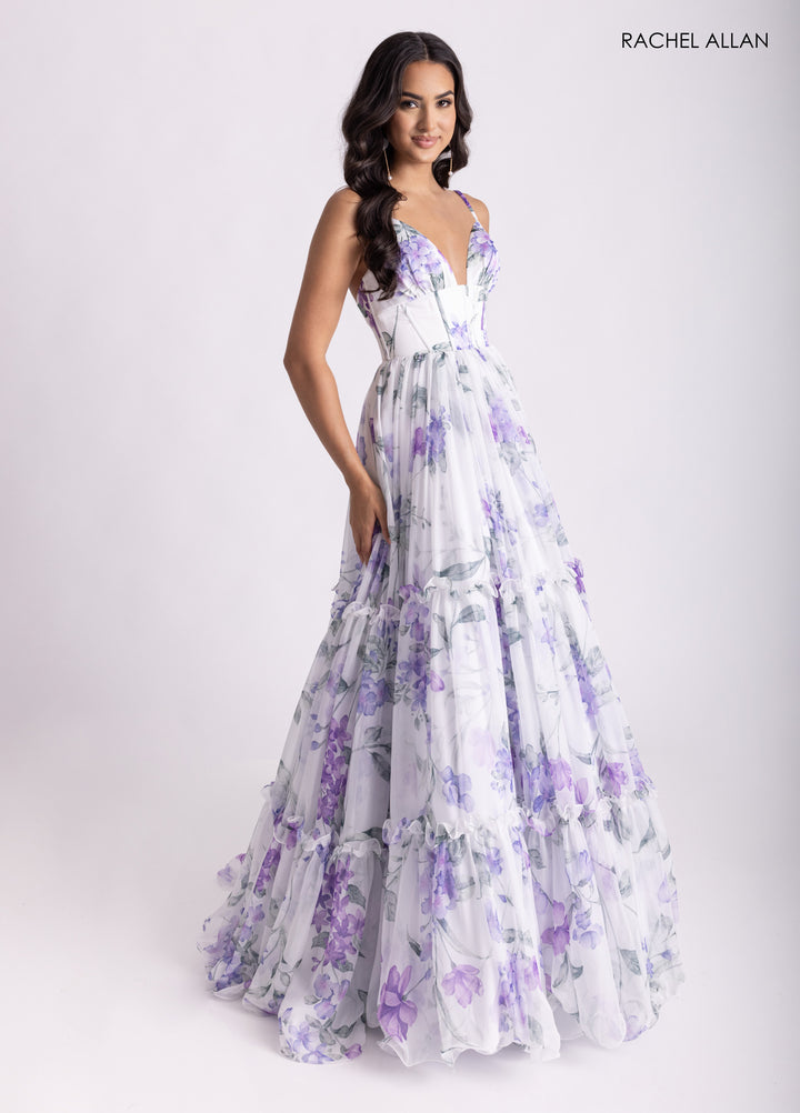 Print Sleeveless A-line Gown by Rachel Allan 70935