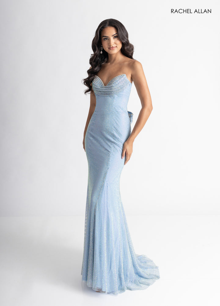 Beaded Fitted Strapless Gown by Rachel Allan 70936