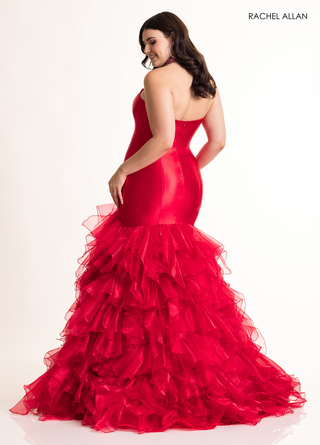 Strapless Ruffled Slit Gown by Rachel Allan 70938
