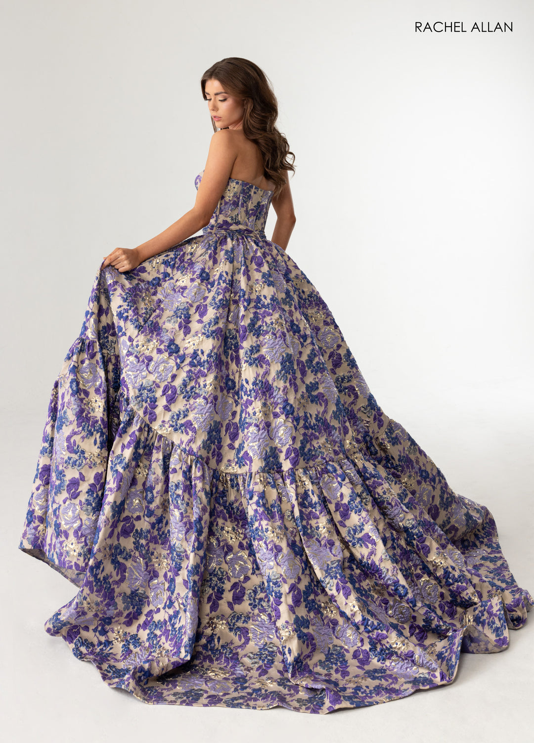 Jacquard Strapless A-line Gown by Rachel Allan 70939