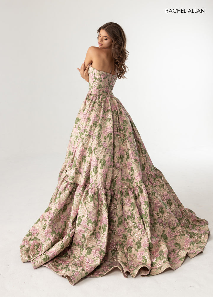 Jacquard Strapless A-line Gown by Rachel Allan 70939