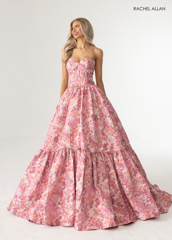 Jacquard Strapless A-line Gown by Rachel Allan 70939