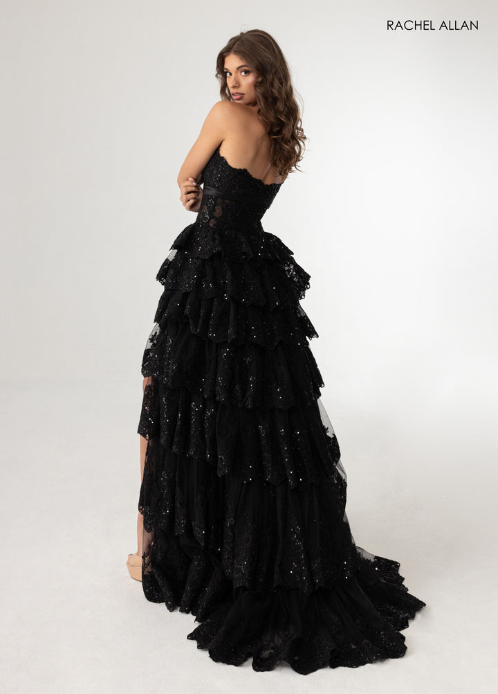 Strapless Tiered High Low Gown by Rachel Allan 70944