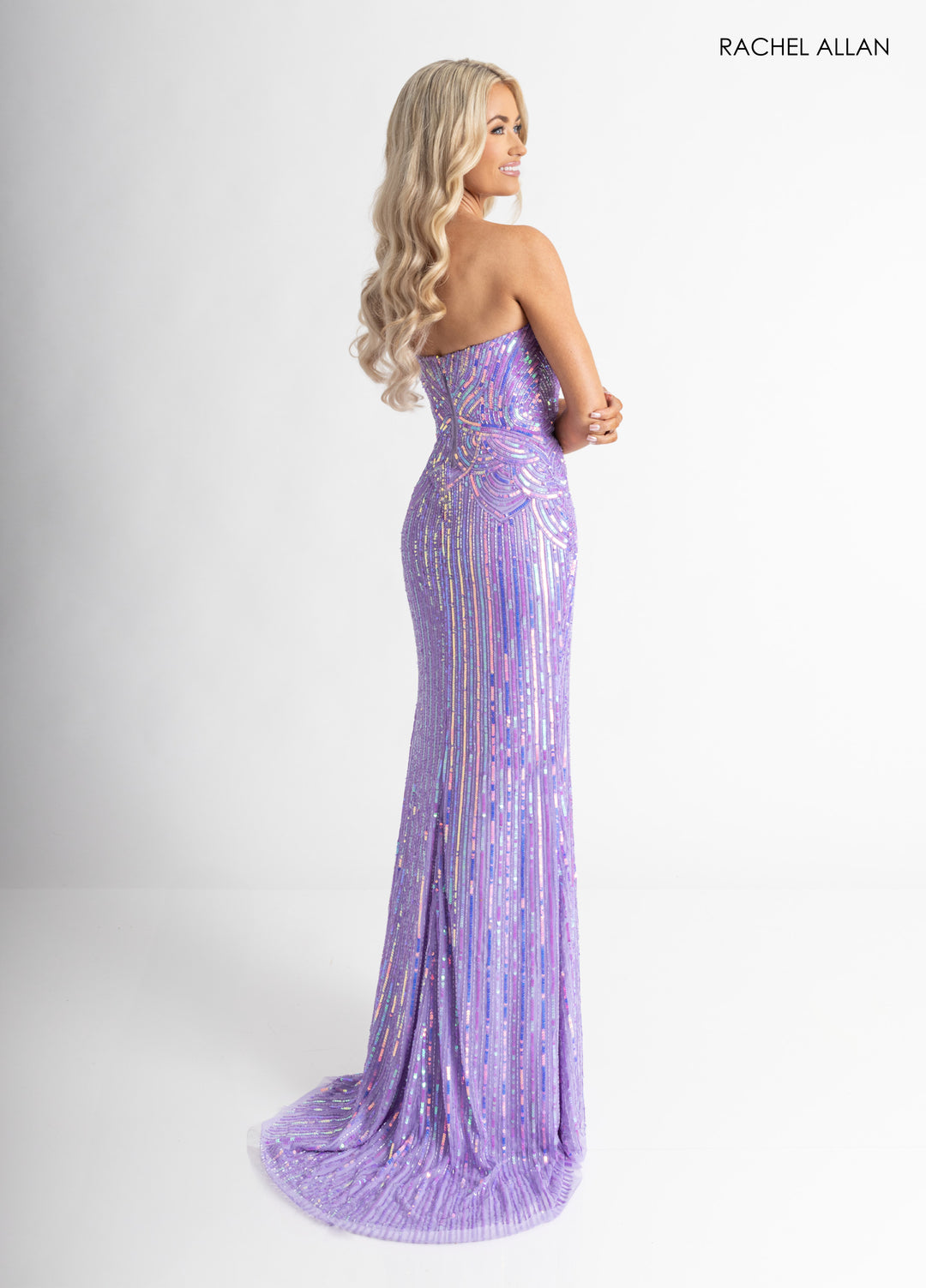 Beaded Strapless Slit Gown by Rachel Allan 70948