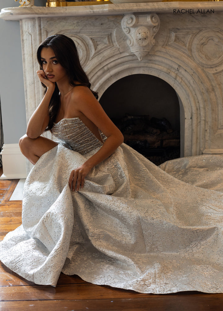 Jacquard Strapless A-line Gown by Rachel Allan 70956