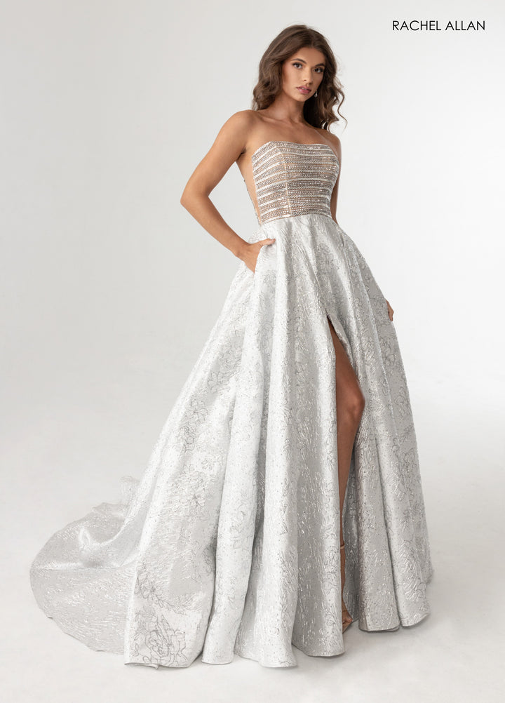 Jacquard Strapless A-line Gown by Rachel Allan 70956