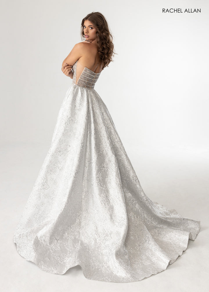 Jacquard Strapless A-line Gown by Rachel Allan 70956