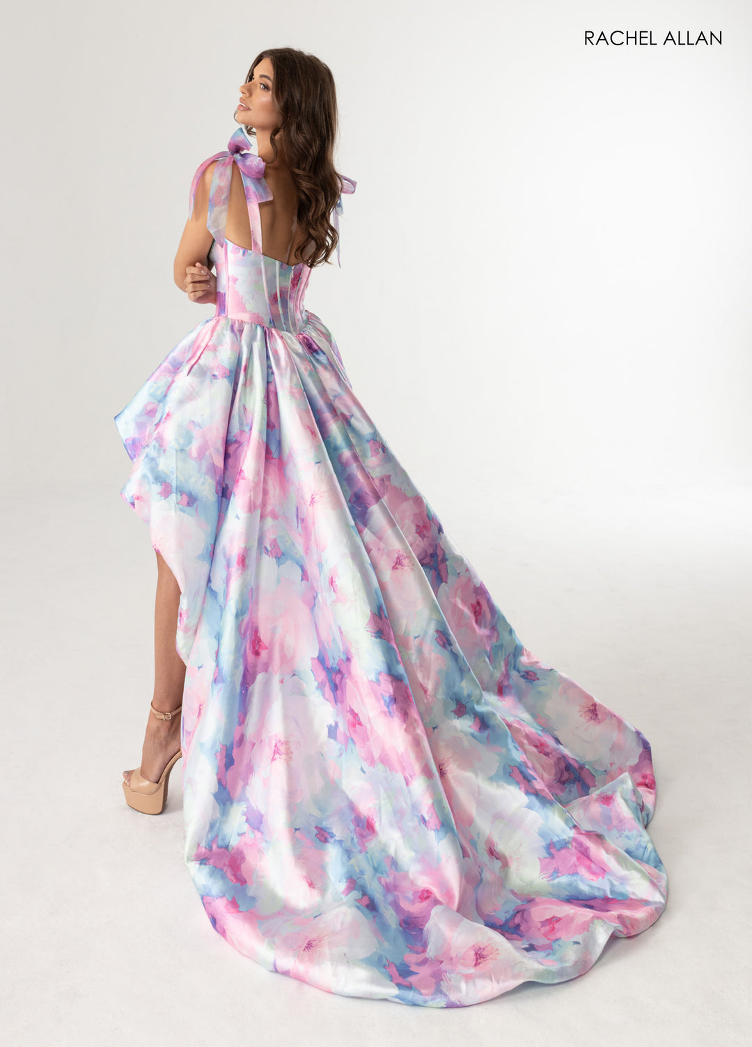 Floral Print High Low Gown by Rachel Allan 70960