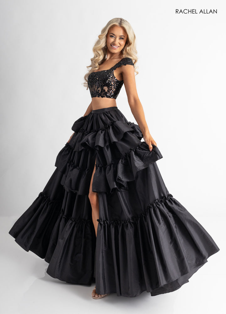 2-Piece Sleeveless Tiered Gown by Rachel Allan 70966