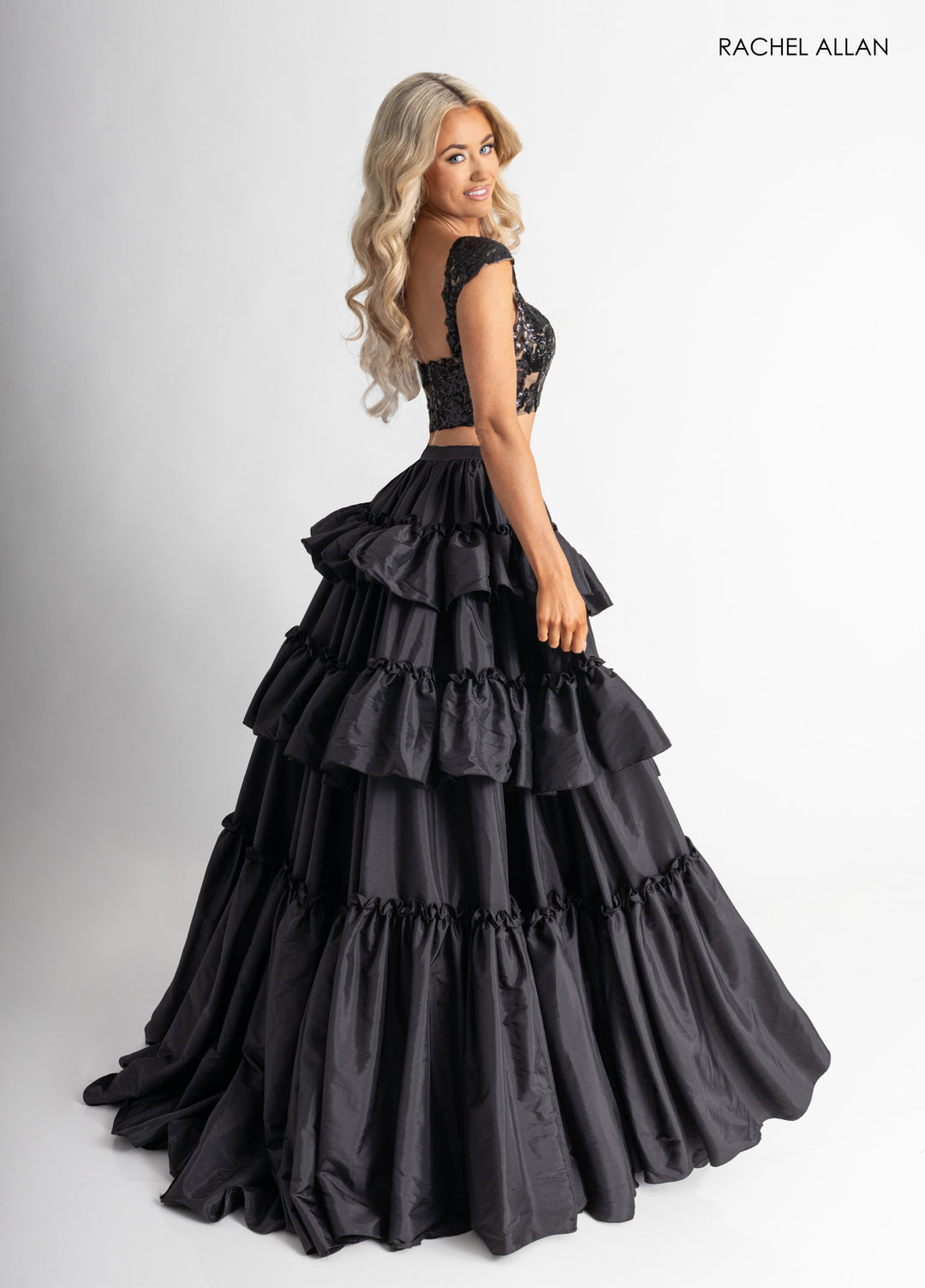 2-Piece Sleeveless Tiered Gown by Rachel Allan 70966
