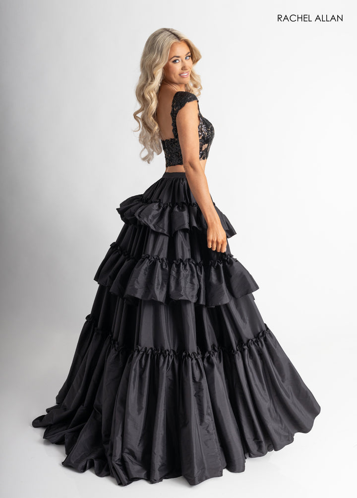 2-Piece Sleeveless Tiered Gown by Rachel Allan 70966