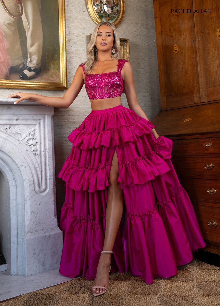 2-Piece Sleeveless Tiered Gown by Rachel Allan 70966