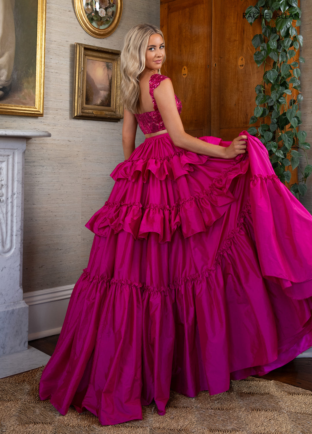 2-Piece Sleeveless Tiered Gown by Rachel Allan 70966