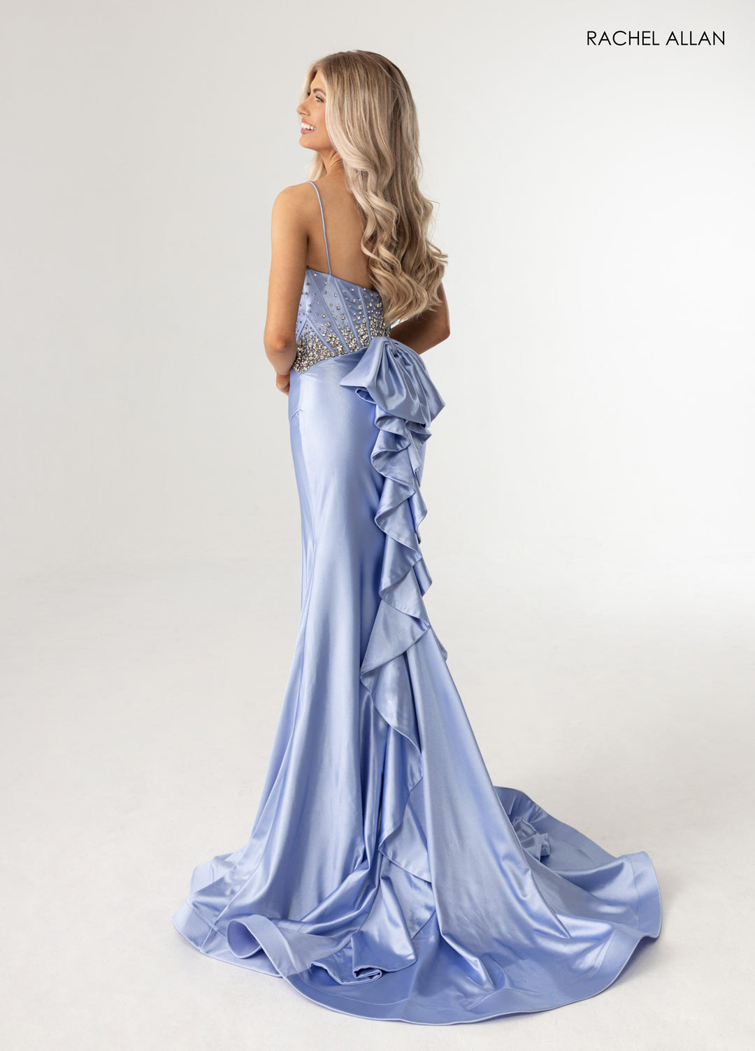 Beaded Bustier Slit Gown by Rachel Allan 70971