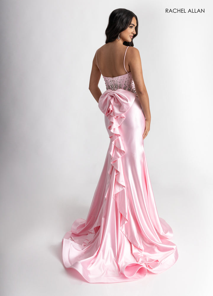 Beaded Bustier Slit Gown by Rachel Allan 70971
