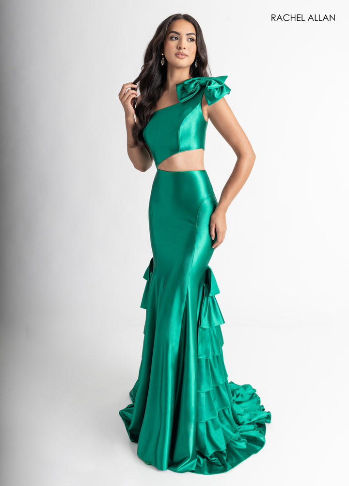 Fitted One Shoulder Tiered Gown by Rachel Allan 70976