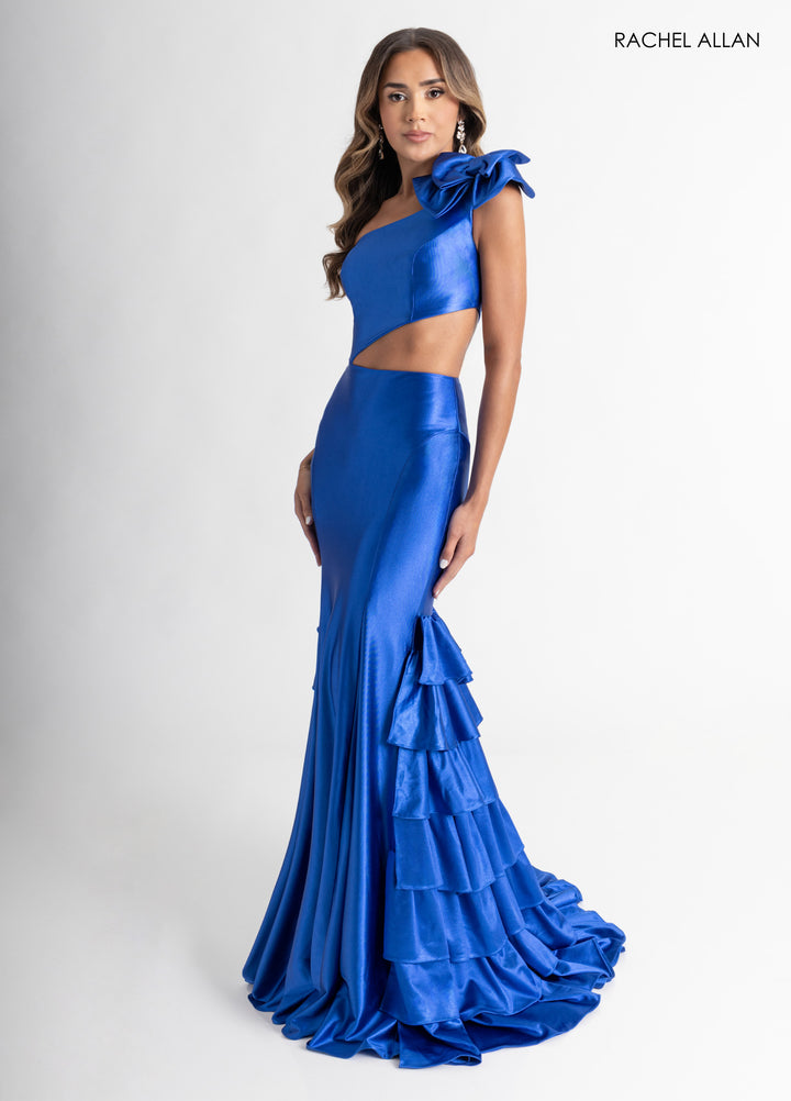 Fitted One Shoulder Tiered Gown by Rachel Allan 70976