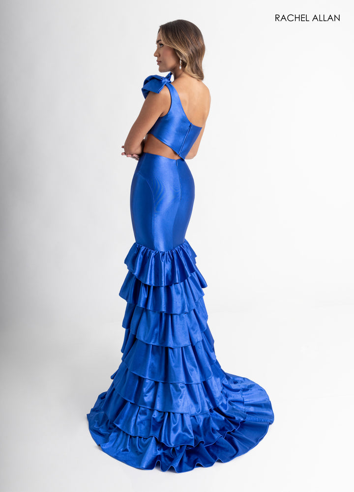 Fitted One Shoulder Tiered Gown by Rachel Allan 70976