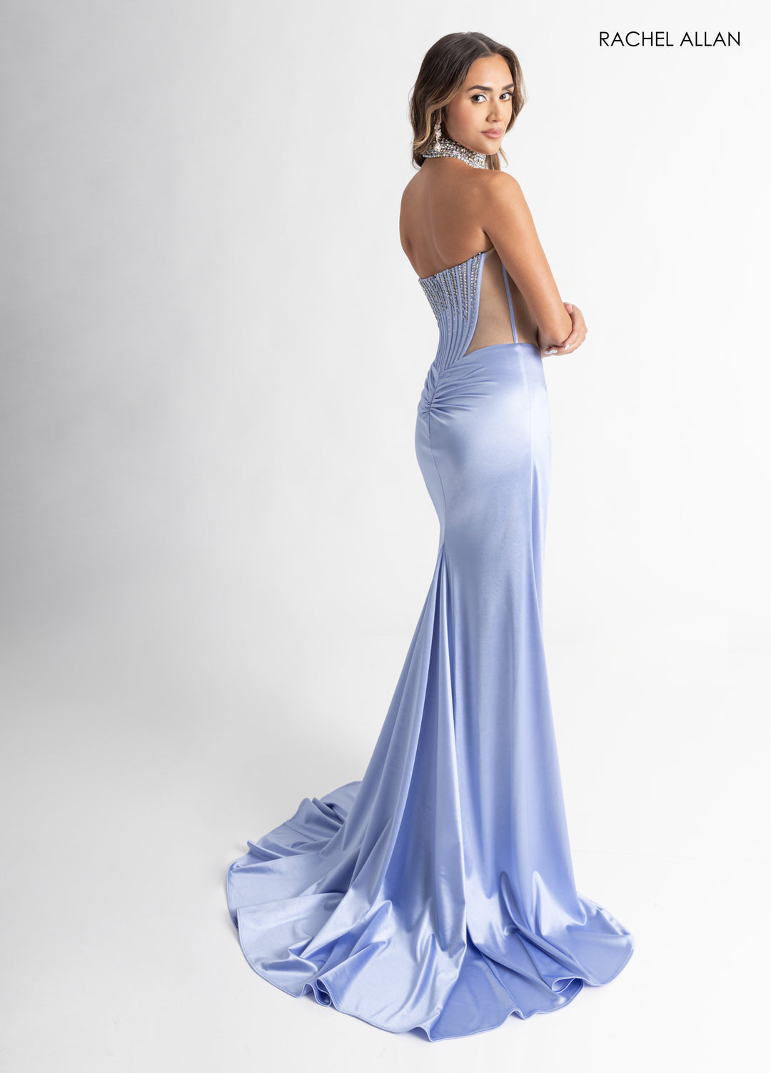 Beaded Strapless Slit Gown by Rachel Allan 70994