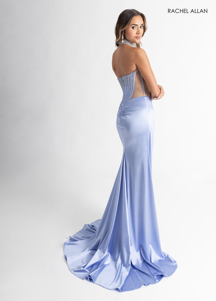 Beaded Strapless Slit Gown by Rachel Allan 70994