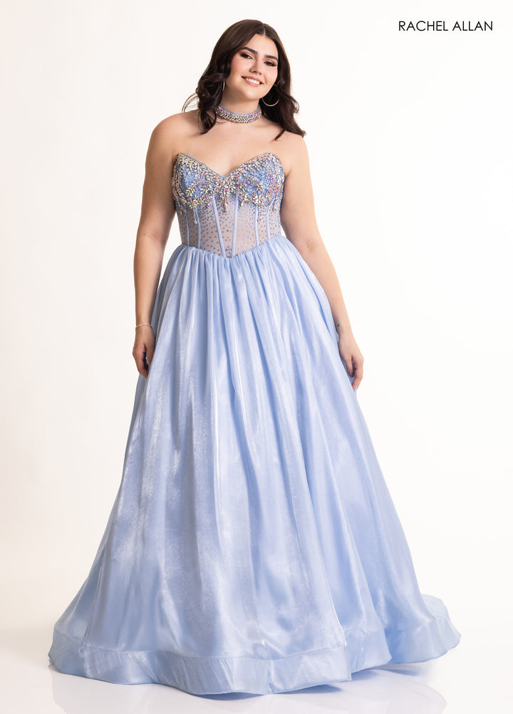 Organza Strapless A-line Gown by Rachel Allan 70998