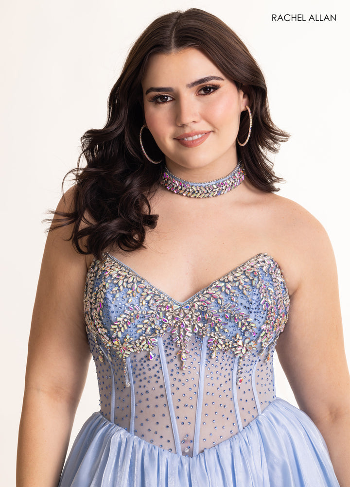 Organza Strapless A-line Gown by Rachel Allan 70998